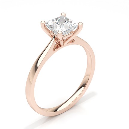 Princess Cut Solitaire Diamond Ring, Rose Gold