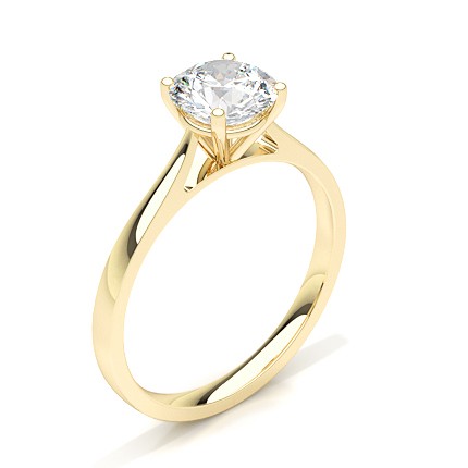 Round Brilliant Solitaire Diamond Ring, Yellow Gold