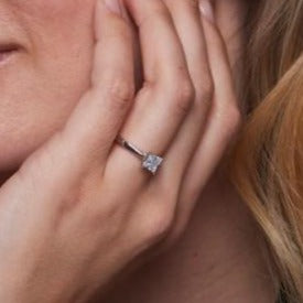Princess Cut Solitaire Diamond Ring, White Gold