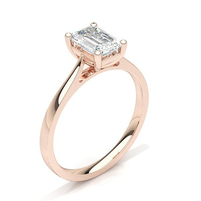 Emerald Cut Solitaire Diamond Ring, Rose Gold