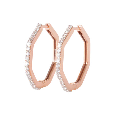 Hex Hoop Diamond Earrings-Earrings-Isle of Her-18K White Gold-Isle of Her