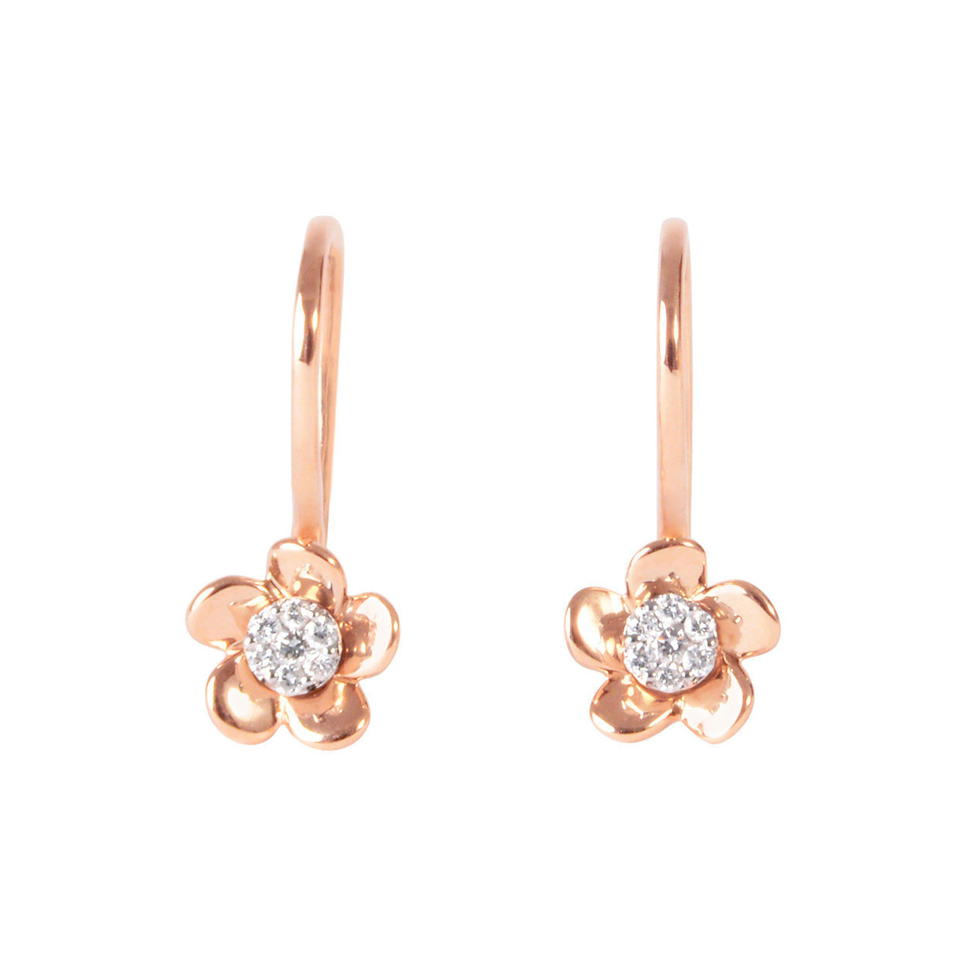 Rose Gold Flower Drop Diamond Earrings-Earrings-Isle of Her-Buy Now-Isle of Her