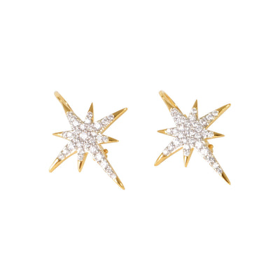 Yellow Gold Shooting Star Diamond Earrings-Earrings-Isle of Her-Buy Now-Isle of Her